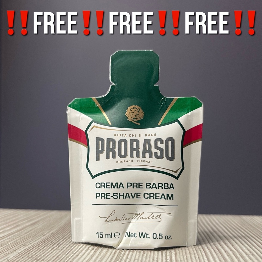 ‼️FREE‼️NEW‼️PRORASO Pre-Shave Cream ⭐️15ml⭐️